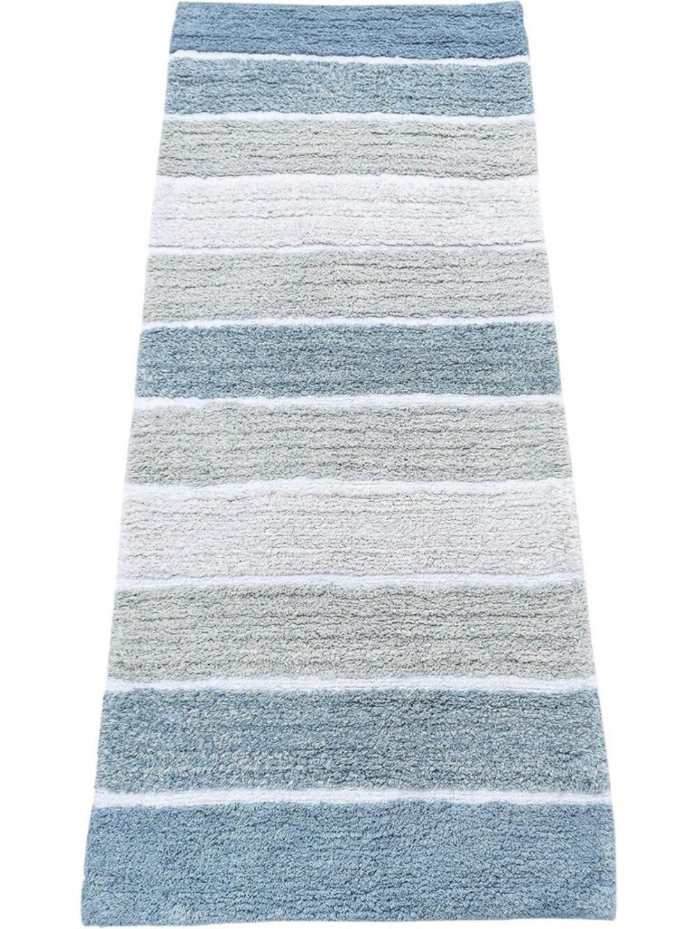 Striped Skid-Resistant Bath Rug Runner, Soft & Durable, 24" x 60", Blue